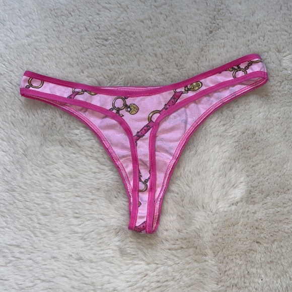VS PINK | Y2K Pink & Gold Charms Low Rise Thong | M - Picture 5 of 15